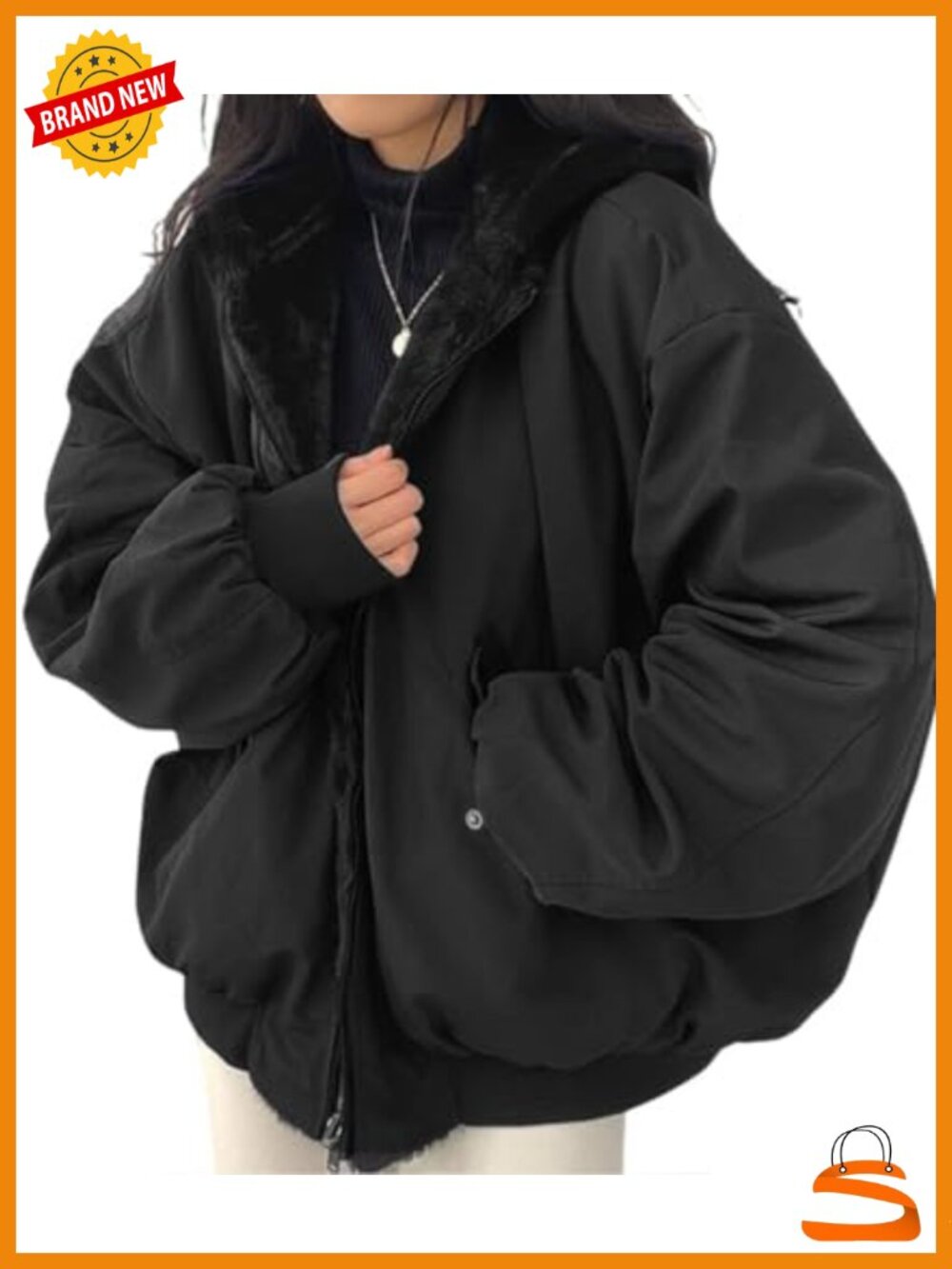 Womens Reversible Hooded Fleece Lined Winter Jacket Warm Coat